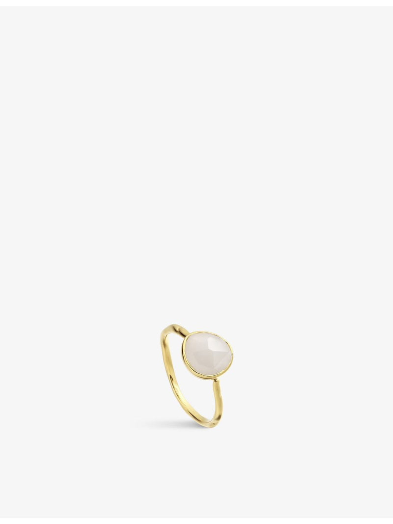 Monica Vinader Siren moonstone ring 18ct gold vermeil, imported from the UK