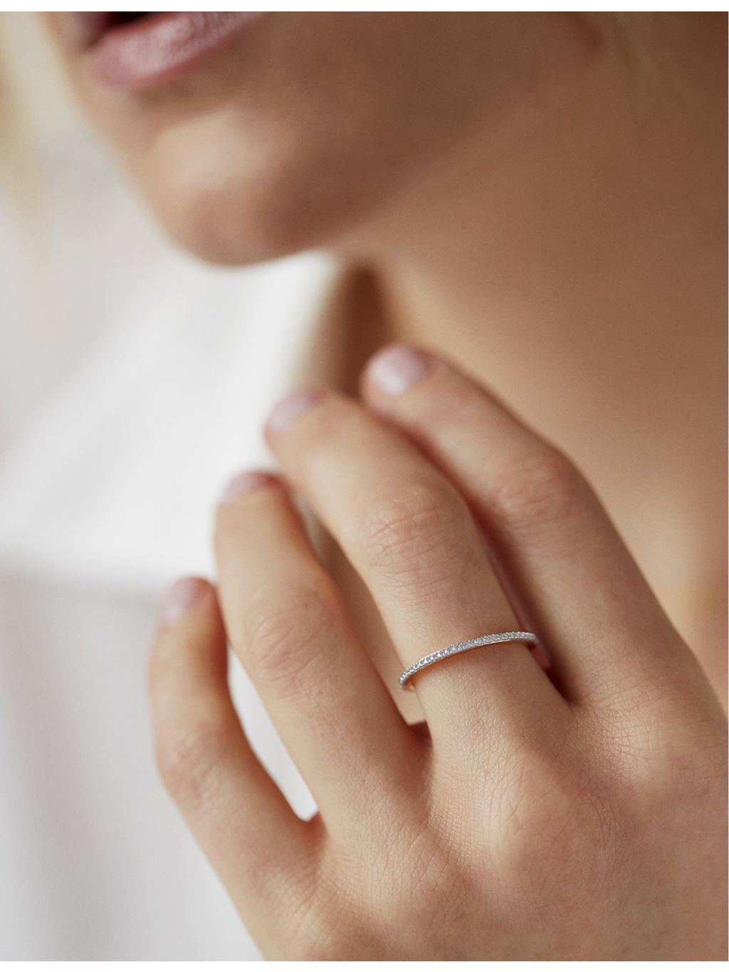 Monica Vinader eternity ring 18ct gold vermeil 0.12ct diamond (British brand)