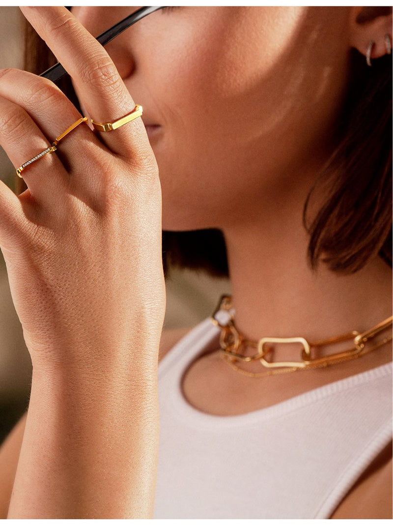Monica Vinader 18ct yellow gold vermeil ring, imported from the UK
