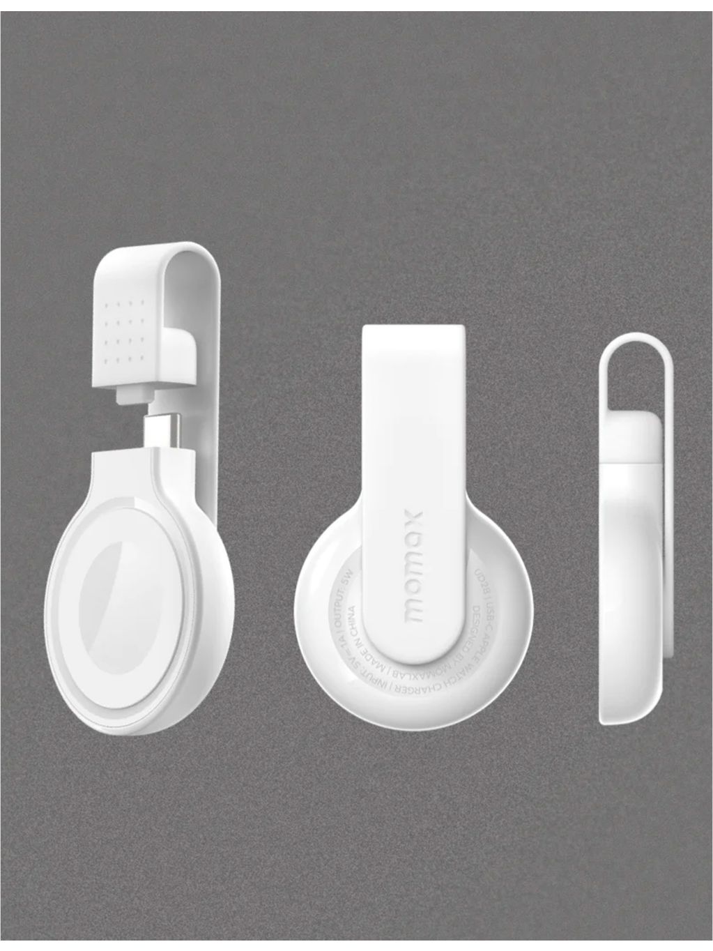 Momax GoLink white USB-C Apple Watch charger, imported from the UK