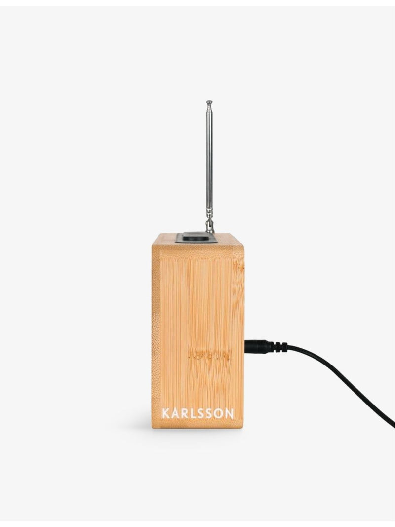 Karlsson Retro Bamboo alarm clock radio - British product