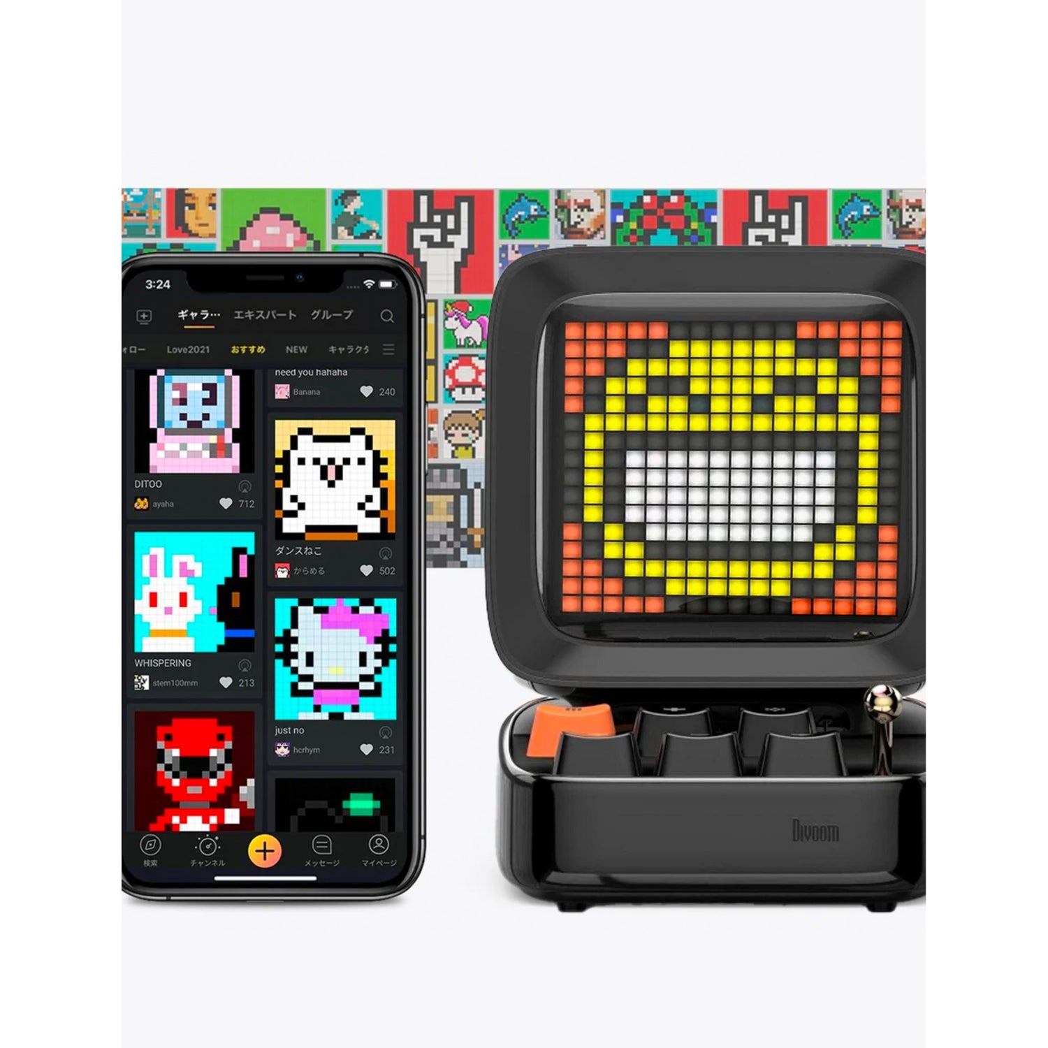 Ditoo PRO portable pixel speaker with retro keyboard - British product