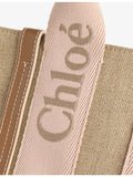 Chloé Woody linen leather tote bag medium (British brand)