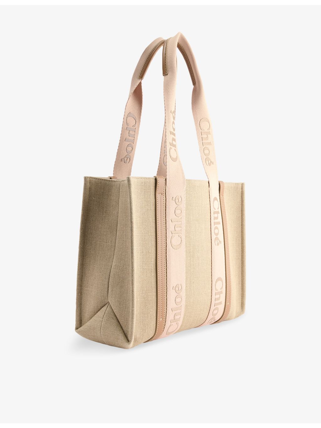 Chloé Woody linen leather tote bag medium (British brand)