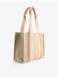 Chloé Woody linen leather tote bag medium (British brand)