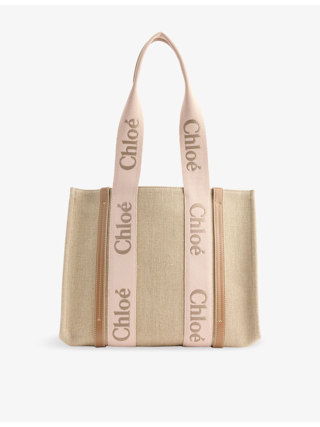 Chloé Woody linen leather tote bag medium (British brand)