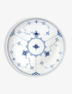 Royal Copenhagen Blue Fluted half-lace shallow bowl 20cm, imported from the UK