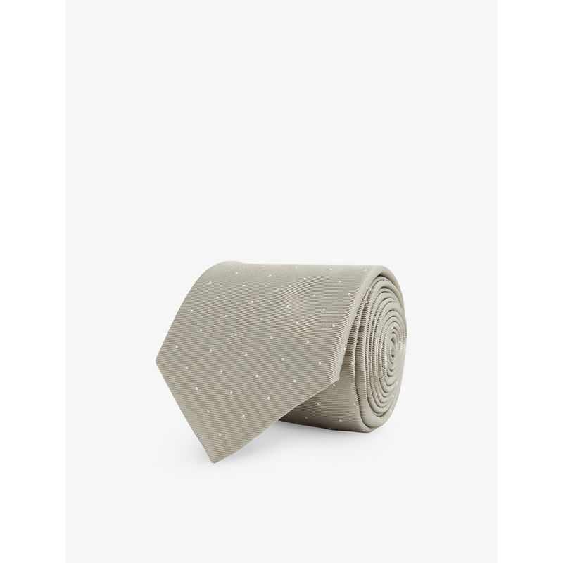 Liam polka-dot woven tie - BLACK