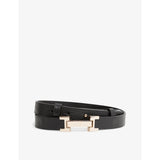 Hayley hinged-buckle leather belt - BLACK - XS