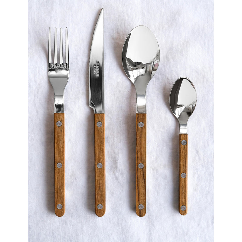 Sabre Bistrot stainless steel teak cutlery set four pieces (British brand)