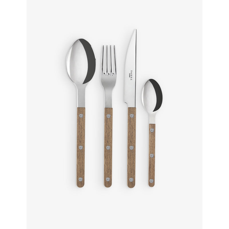 Sabre Bistrot stainless steel teak cutlery set four pieces (British brand)