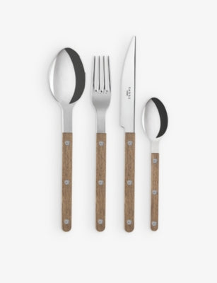 Bistrot stainless-steel and teak cutlery set of four - TEAK