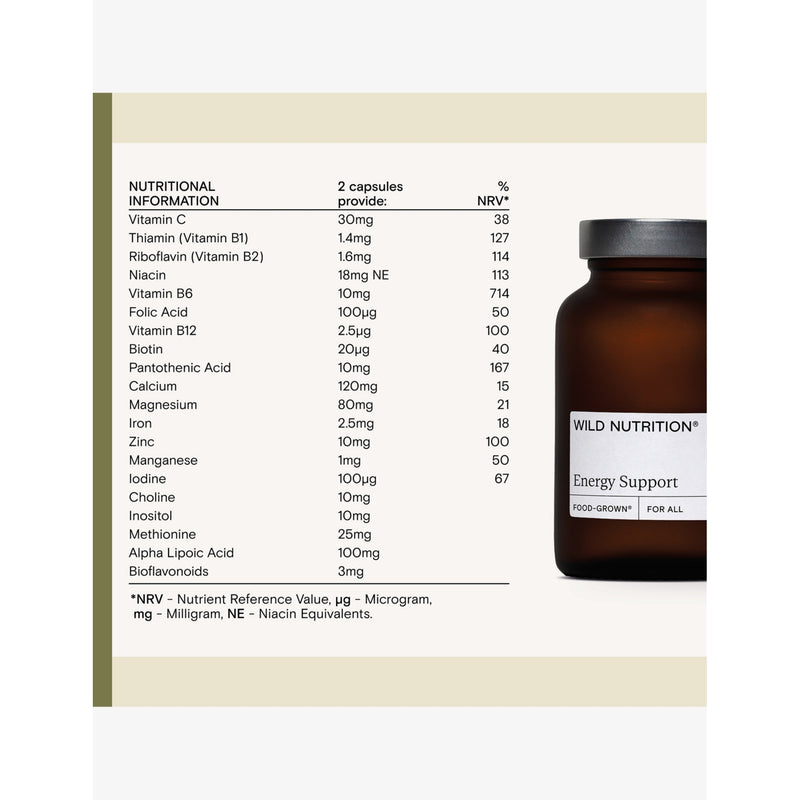 Wild Nutrition energy support supplement 60 capsules (British brand)