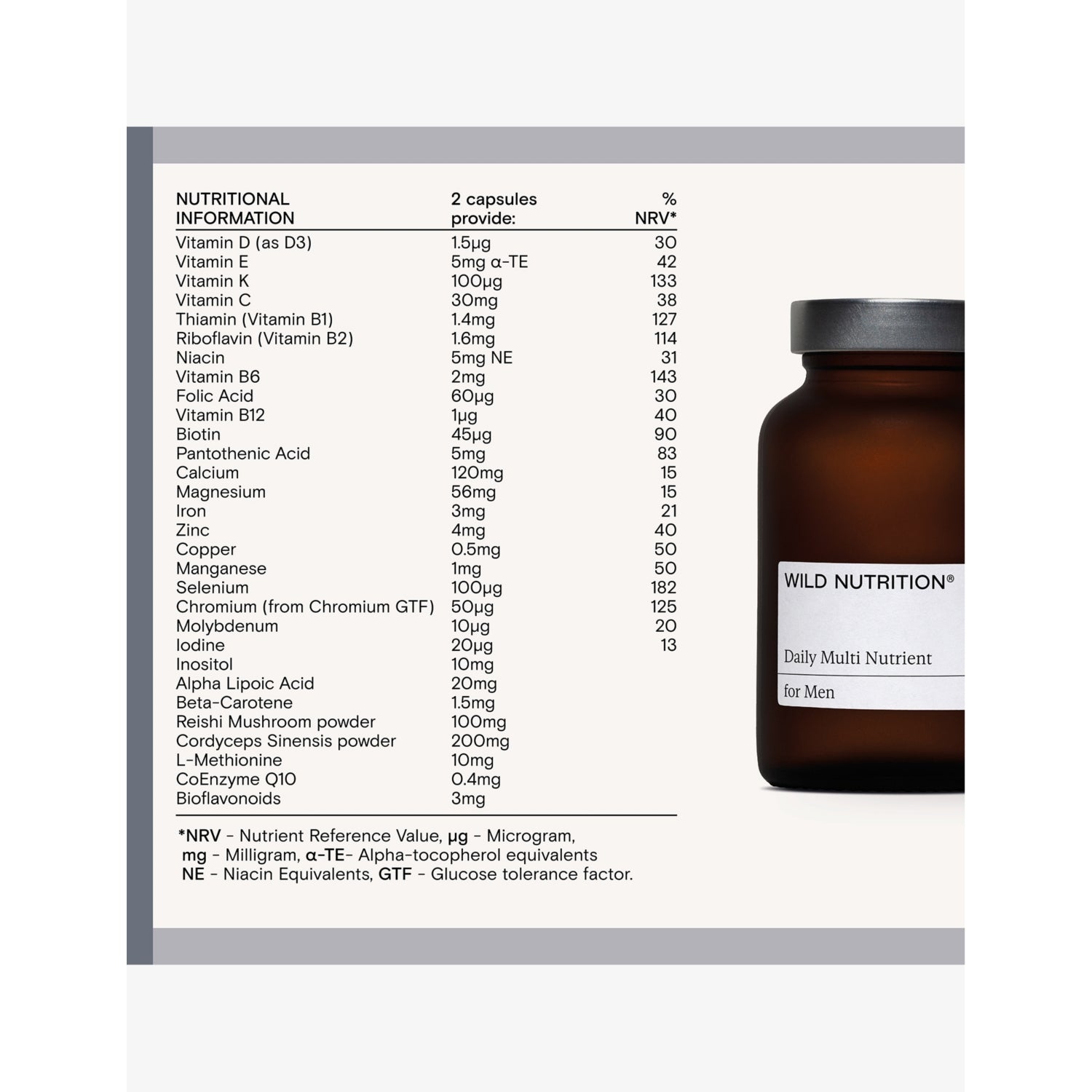Wild Nutrition men's multivitamin supplement 60 capsules (British brand)