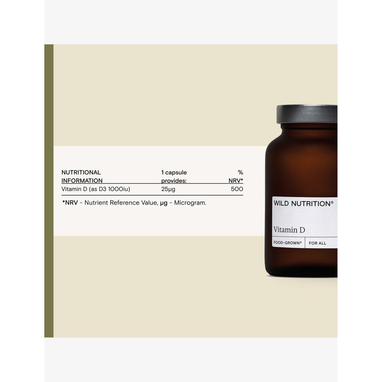 Wild Nutrition Vitamin D3 supplement 30 capsules, UK version