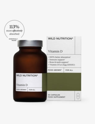 Wild Nutrition Vitamin D3 supplement 30 capsules, UK version