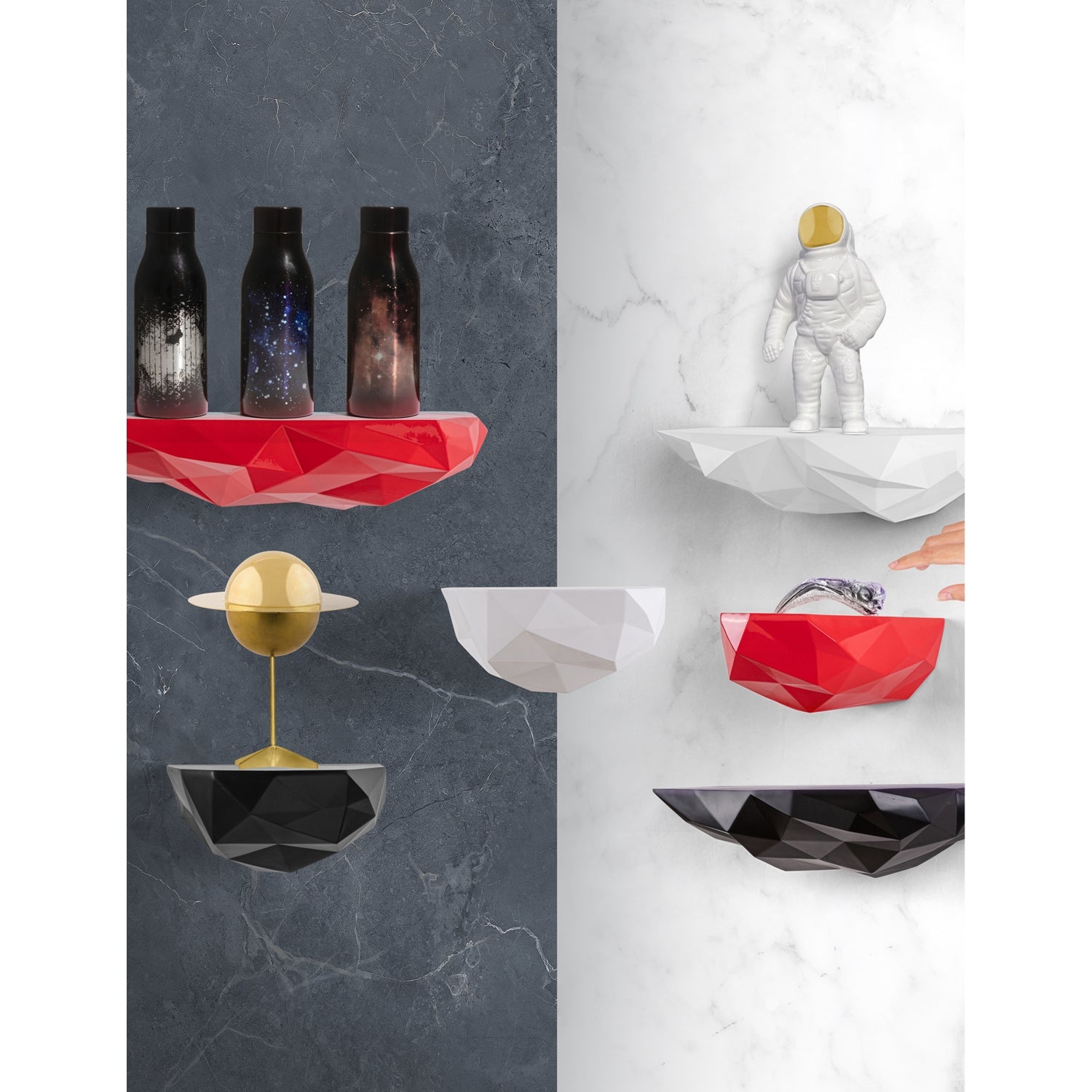 Seletti Space Rocks resin shelf 46cm, UK version