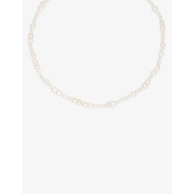 selfridges Astrid & Miyu Serenity Beaded Gold-Toned Brass and Freshwater Pearl Necklace 40cm- Buy online at McGrocer