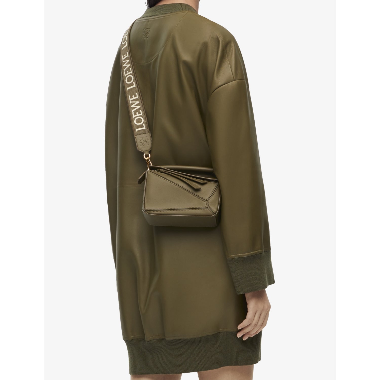 Loewe Anagram loop cotton and leather bag strap, UK version