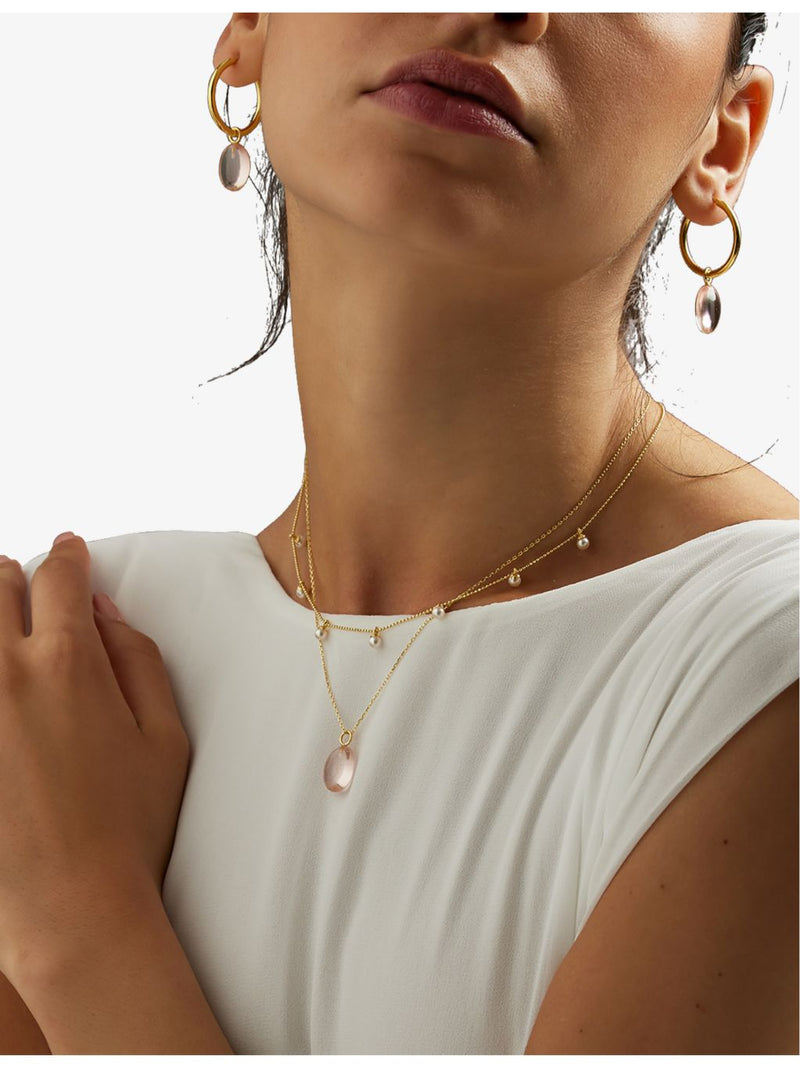 Amadeus Laura pearl necklace 14ct gold vermeil 40cm (British brand)