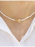 With Love Darling gold-plated pearl necklace 45cm - British product