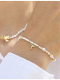 With Love Darling 14ct gold-plated pearl and glass bracelet 19cm - British product