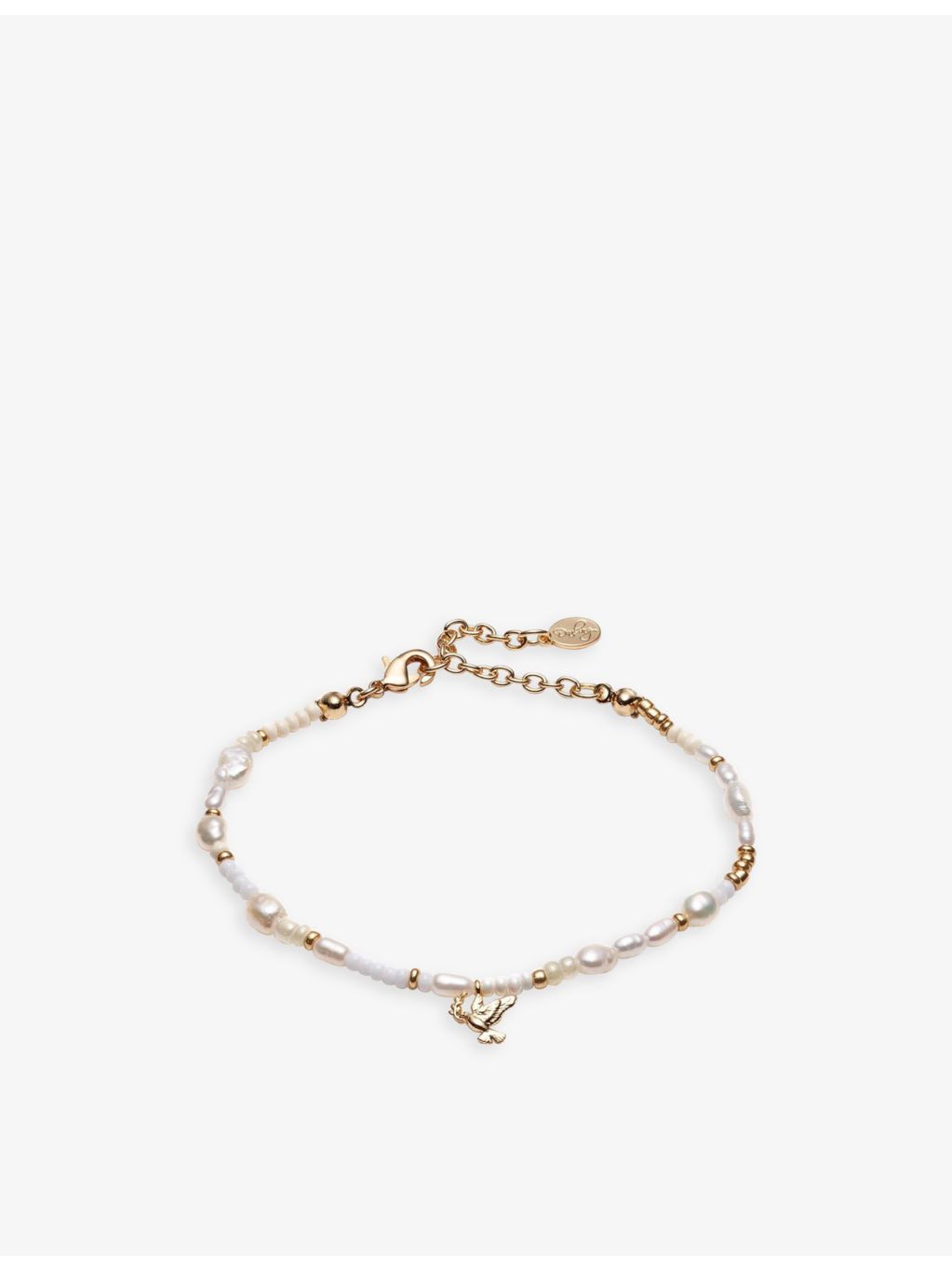 With Love Darling 14ct gold-plated pearl and glass bracelet 19cm - British product