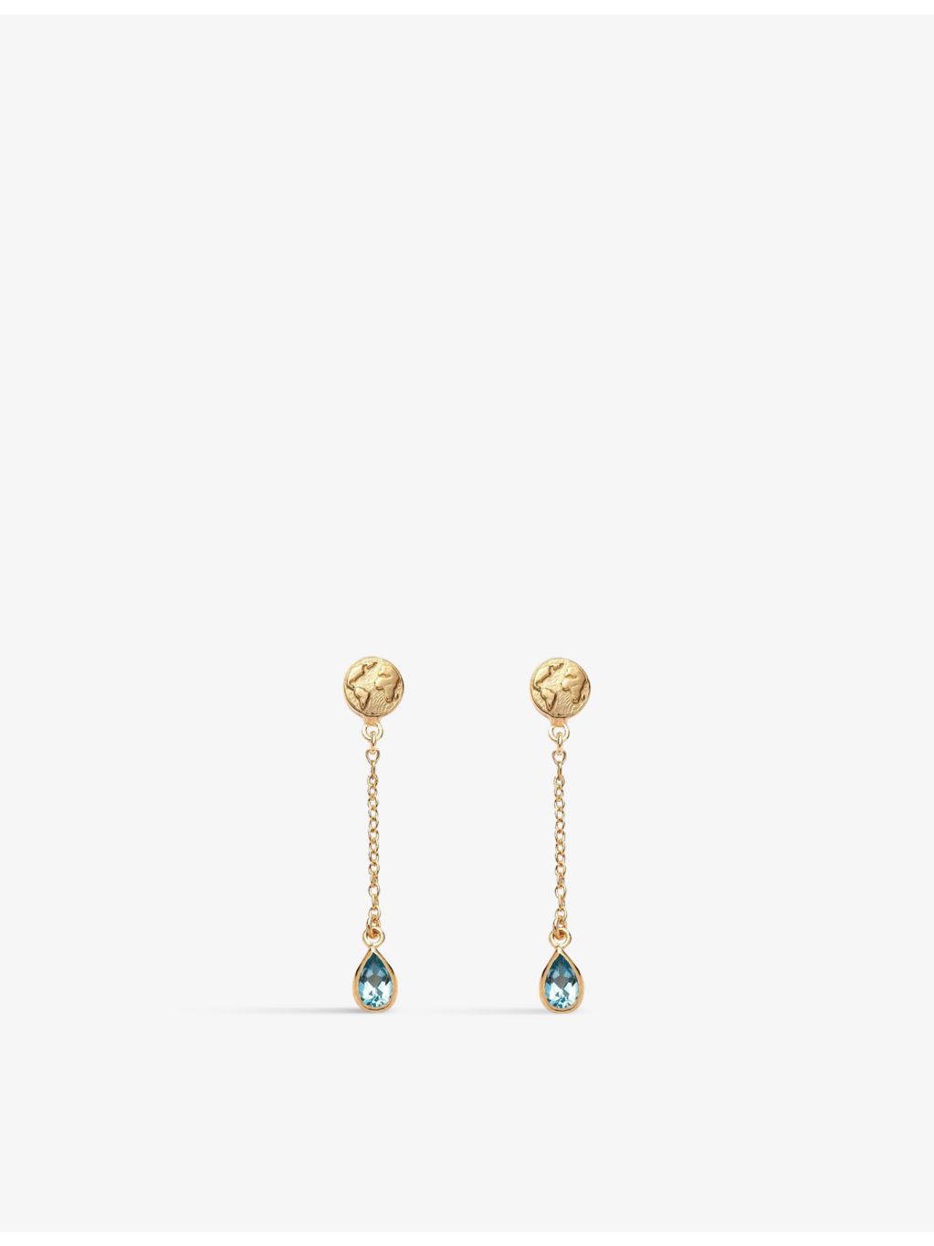 With Love Darling Earth gold vermeil drop earrings, imported from the UK