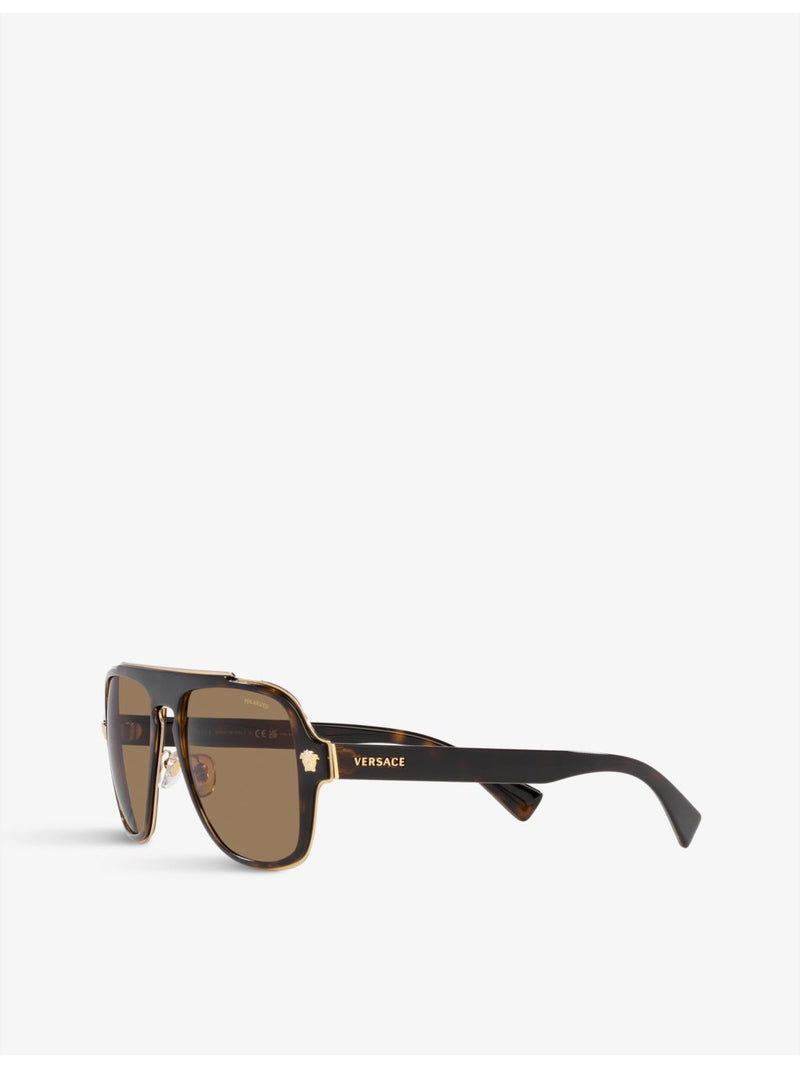 Versace polarised irregular-shape metal sunglasses 48.9mm lens (British brand)