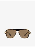 Versace polarised irregular-shape metal sunglasses 48.9mm lens (British brand)