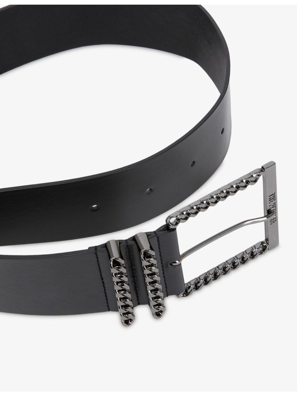 The Kooples chain-embellished logo-embossed leather belt (British brand)