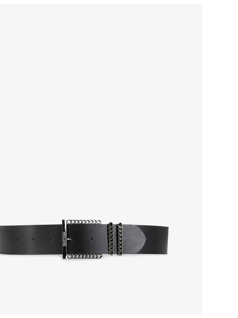 The Kooples chain-embellished logo-embossed leather belt (British brand)