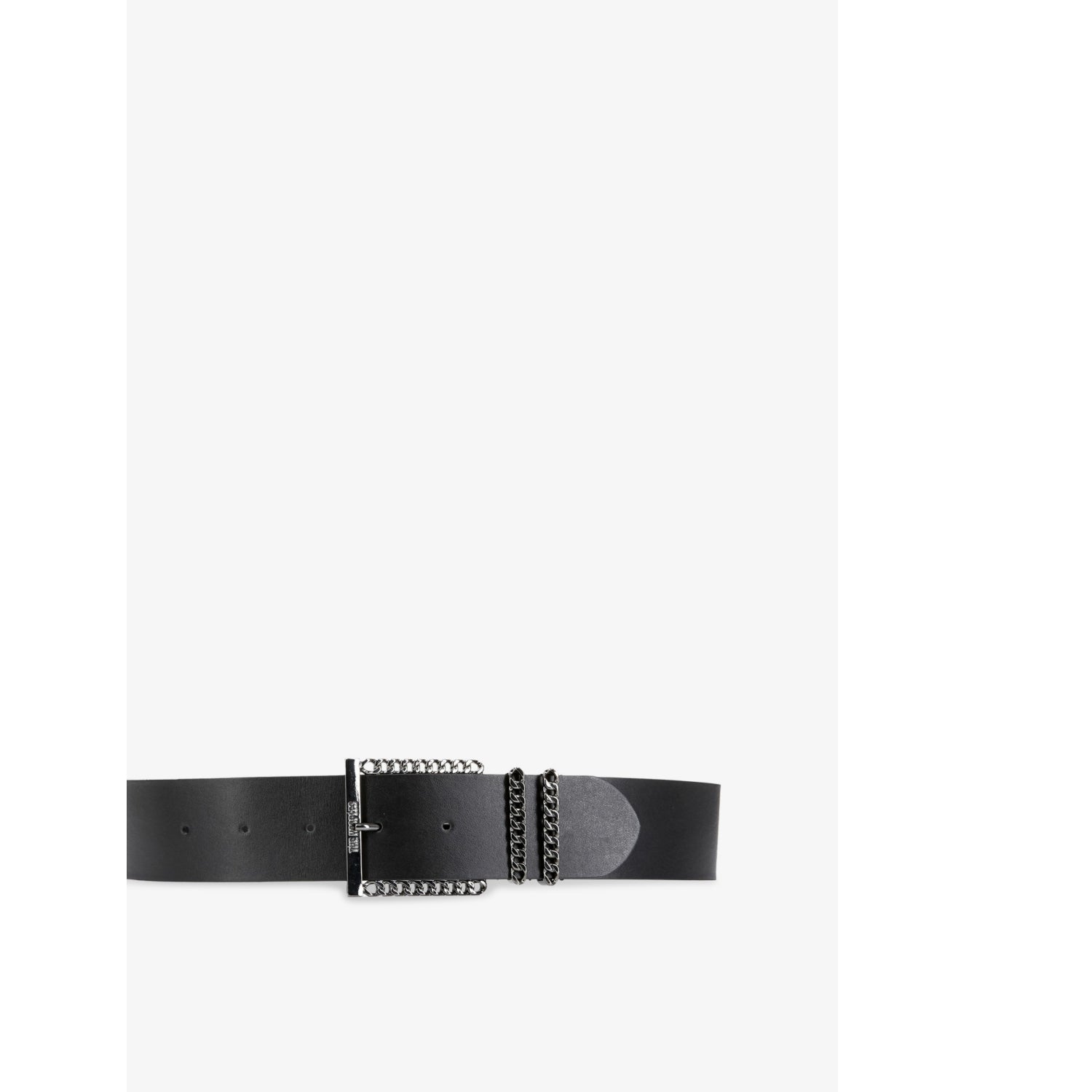 Chain-embellished logo-embossed leather belt - XS