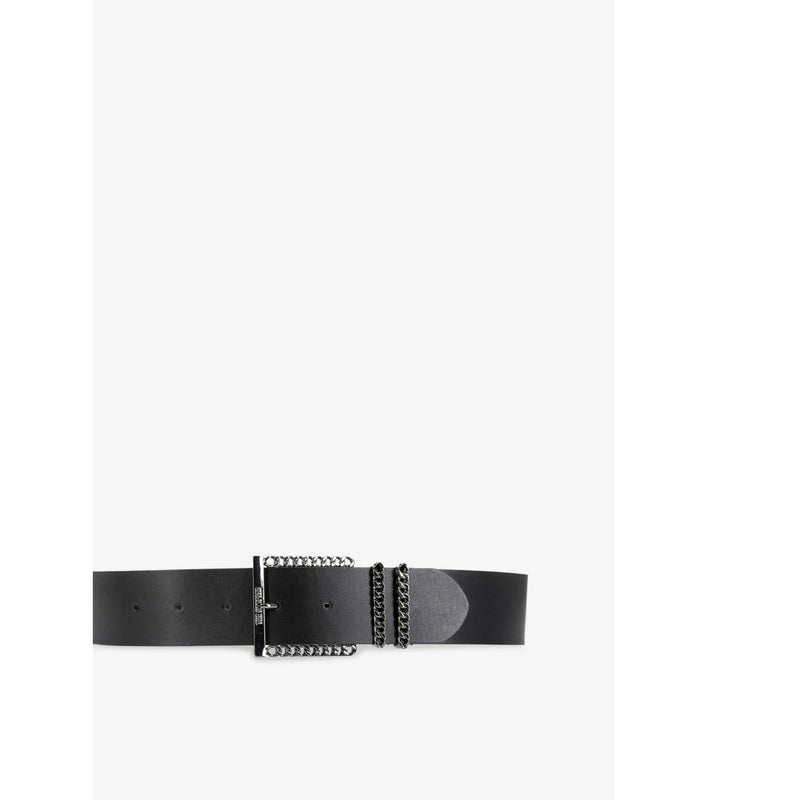 Chain-embellished logo-embossed leather belt - XS