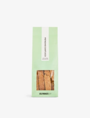 Selfridges Selection pistachio dark chocolate cantucci biscuits 200g, imported from the UK