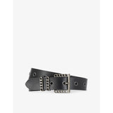Chain-embellished logo-embossed leather belt - XS