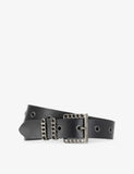 The Kooples Chain-Embellished Logo-Embossed Leather Belt