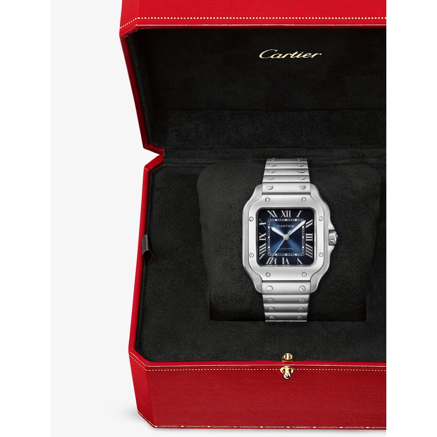 Cartier Santos-Dumont medium stainless-steel automatic watch, imported from the UK