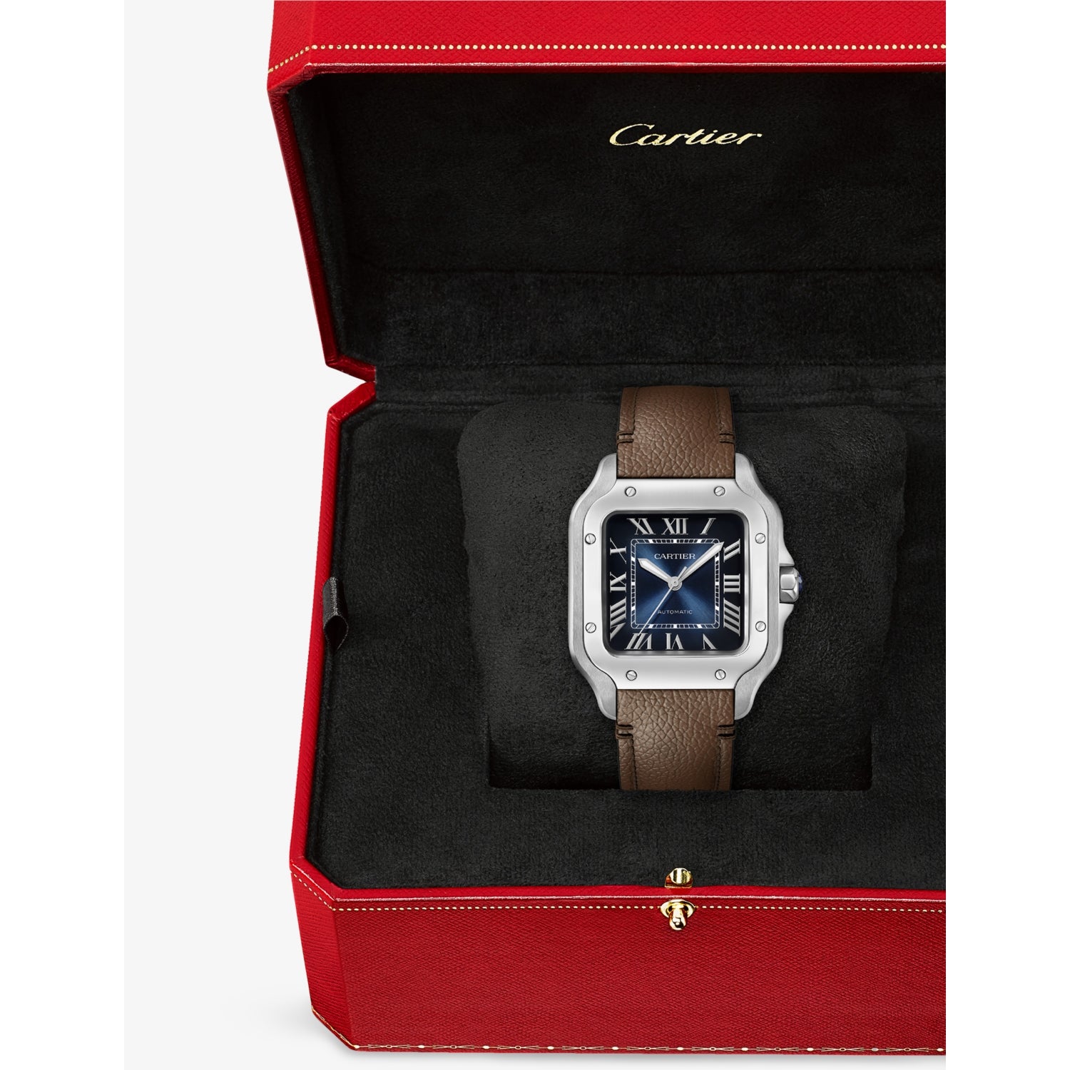 Cartier Santos-Dumont medium stainless-steel automatic watch, imported from the UK