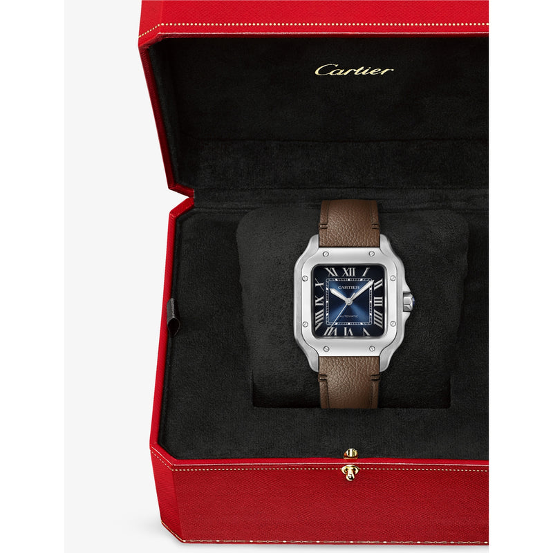 Cartier Santos-Dumont medium stainless-steel automatic watch, imported from the UK