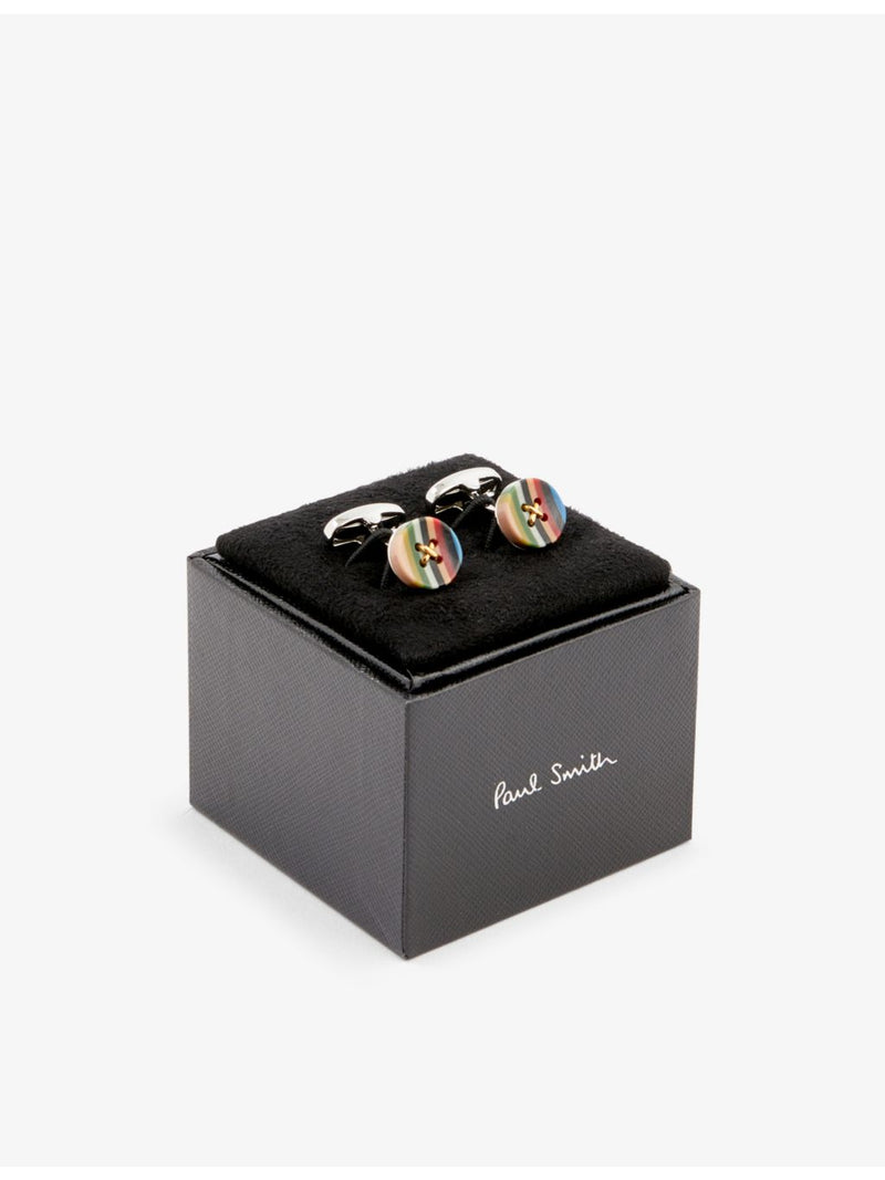 Paul Smith zinc-plated copper and resin button cufflinks - British product