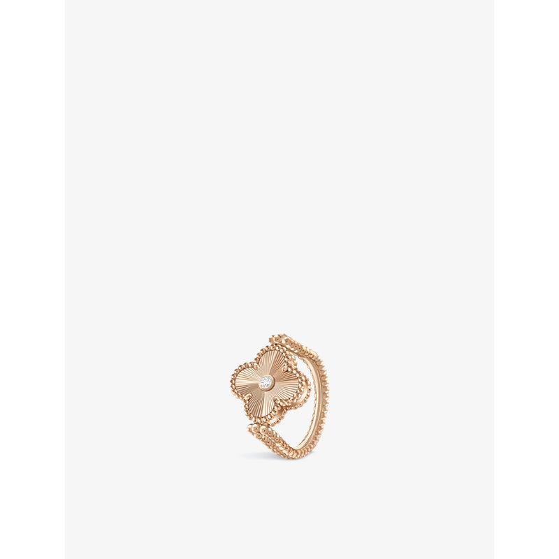 Vintage Alhambra Guilloché Reversible 18ct Rose Gold, Carnelian and Diamond Ring - K
