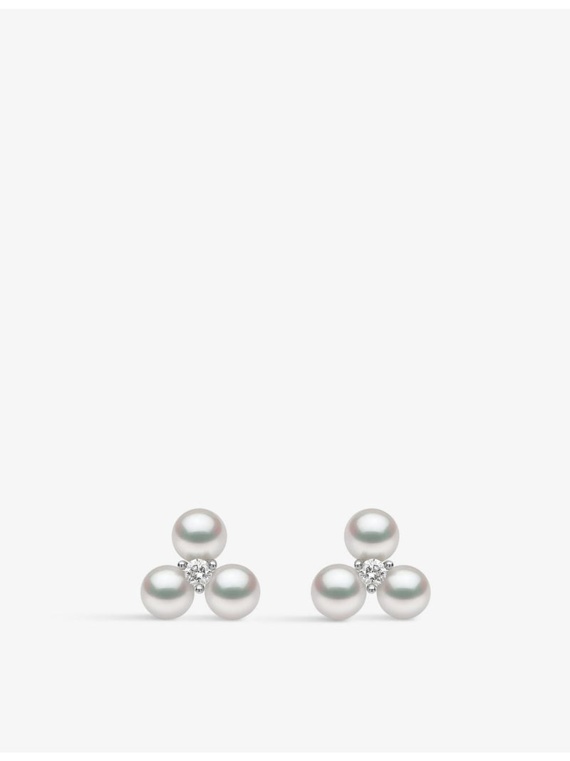 Yoko London 18ct white gold pearl and diamond stud earrings, UK version