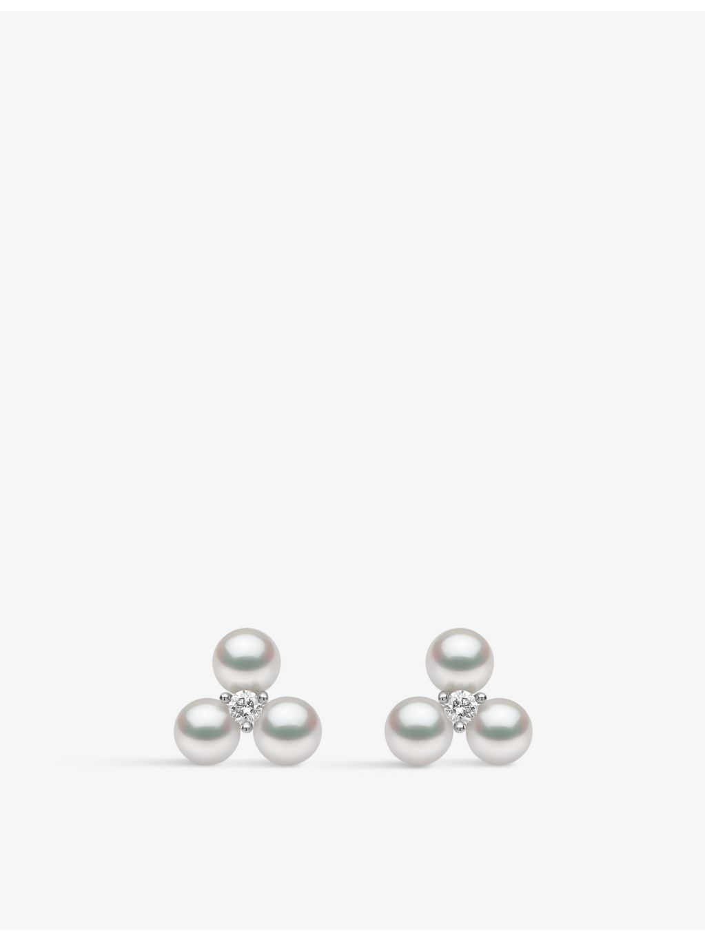 Yoko London 18ct white gold pearl and diamond stud earrings, UK version