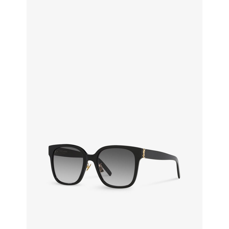 Saint Laurent cat-eye acetate sunglasses with gold hardware, imported from the UK