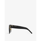 Saint Laurent cat-eye acetate sunglasses with gold hardware, imported from the UK