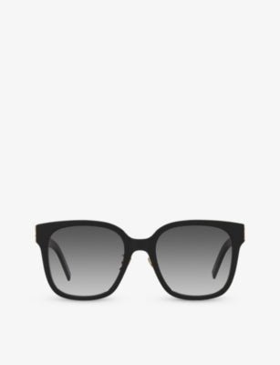 Saint Laurent cat-eye acetate sunglasses with gold hardware, imported from the UK