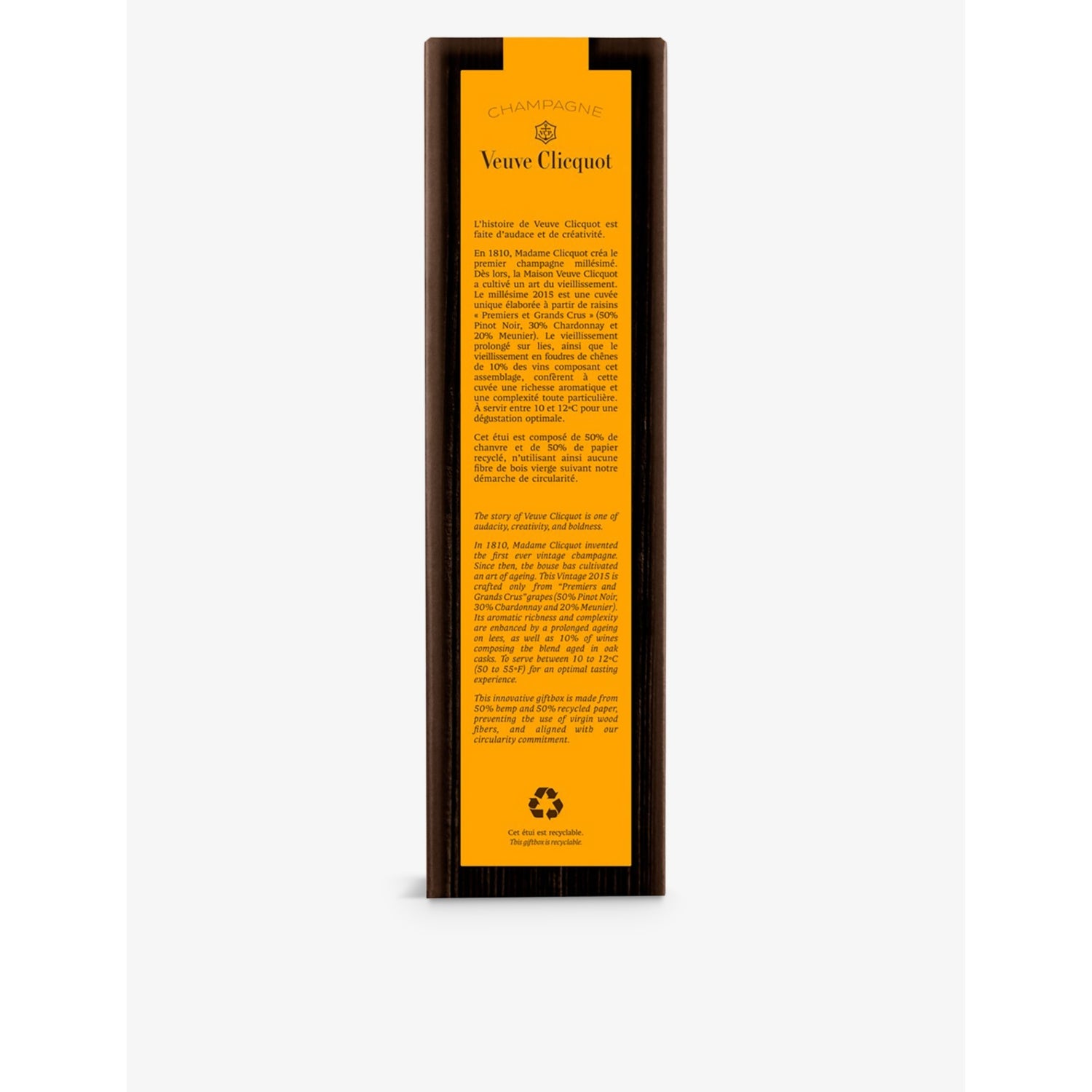 Veuve Clicquot Vintage 2015 brut champagne 750ml, imported from the UK