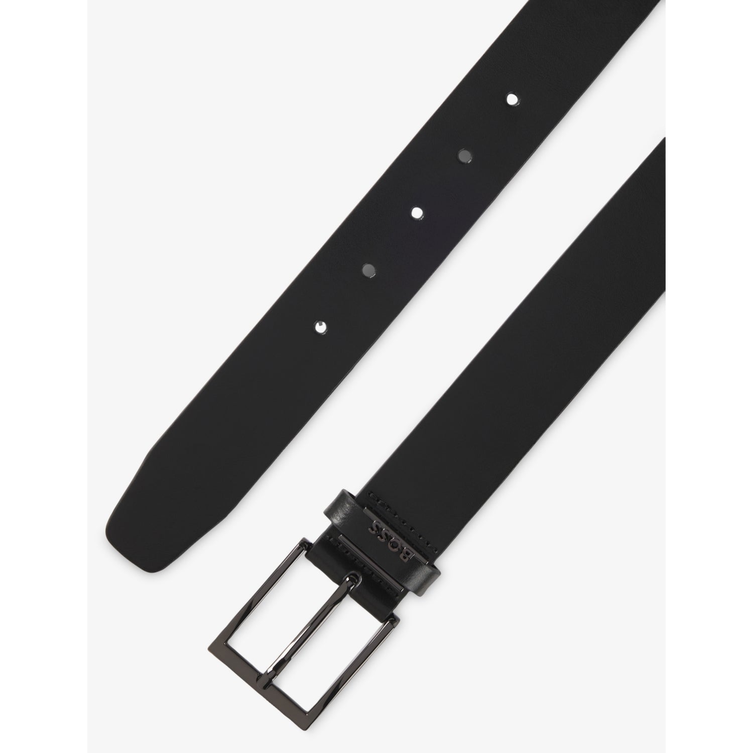 BOSS leather belt with branded buckle and adjustable fastening, UK version