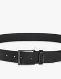 BOSS leather belt with branded buckle and adjustable fastening, UK version